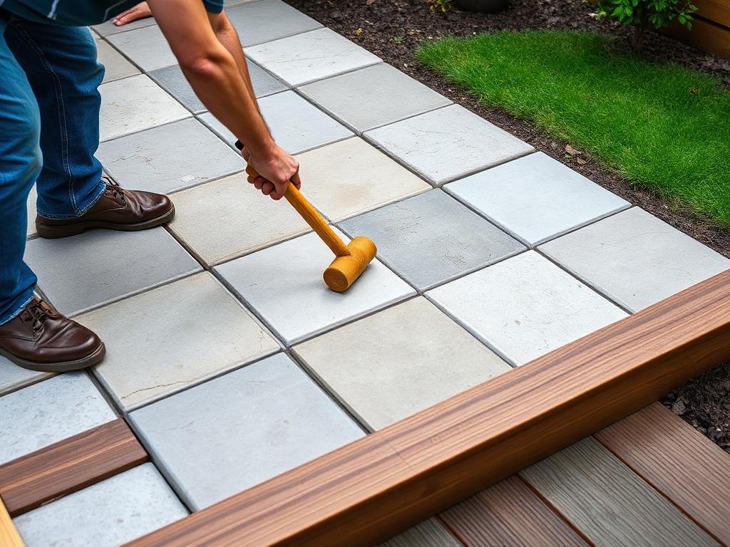 Fachgerechter Terrassenbau in Koblenz – Verlegen von Natursteinplatten auf einer Gartenterrasse